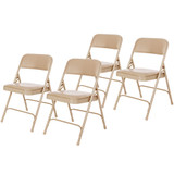 Premium Heavy Duty Vinyl Padded Folding Chairs, Commercial Grade 500 lb Capacity (4-Pack, French Beige)
