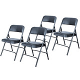 Premium Heavy Duty Vinyl Padded Folding Chairs, Commercial Grade 500 lb Capacity (4-Pack, Midnight Blue)