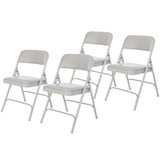 Premium Heavy Duty Vinyl Padded Folding Chairs, Commercial Grade 500 lb Capacity (4-Pack, Warm Gray)