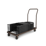 Folding Chair Dolly, Premium Commercial Heavy Duty Steel Cart (Horizontal Stacking, Long Bed for Taller Chairs, Fits  and Most Folding Chairs, 1100 lb, Swivel Casters)