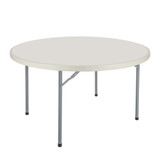 Round Commercial-Grade Premium Industrial Folding Table, Heavy-Duty Blow-Molded Design with Thick Top and 17-Gauge Steel Frame (48" Diameter, Speckled Gray Top)