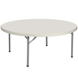 Round Commercial-Grade Premium Industrial Folding Table, Heavy-Duty Blow-Molded Design with Thick Top and 17-Gauge Steel Frame (71" Diameter, Speckled Gray Top)