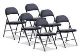 (Black, 6 Pack) Vinyl Folding Chairs, Padded Vinyl Cushion Chairs with Durable Metal Frame, Indoor Outdoor Stackable Foldable Guest Chairs for Office Wedding Kitchen Dining, 300lb Capacity.