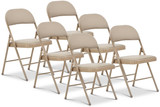 (Khaki, 6 Pack) Vinyl Folding Chairs, Padded Vinyl Cushion Chairs with Durable Metal Frame, Indoor Outdoor Stackable Foldable Guest Chairs for Office Wedding Kitchen Dining, 300lb Capacity.