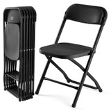 Folding Chairs Sets of 6, 330lbs Plastic Stackable Portable Patio Dining Sets, Fold Up for Indoor Outdoor, Camping, Garden, Party, Meeting (Black)