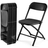 Folding Chairs Sets of 8, 330lbs Plastic Stackable Portable Patio Dining Sets, Fold Up for Indoor Outdoor, Camping, Garden, Party, Meeting (Black)