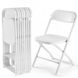 Folding Chairs Sets of 8, 330lbs Plastic Stackable Portable Patio Dining Sets, Fold Up for Indoor Outdoor, Camping, Garden, Party, Meeting (White)