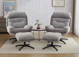 2PCS Chenille Swivel Accent Chair with Ottoman Set, Comfy Lounge Reading Chairs with Ottoman, Modern 360 Rocking and Swiveling Lazy Single Armchair with Footrest for Bedroom, Grey