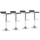Contemporary Chrome Air Lift Adjustable Swivel Barstool, Set of 4(Black)