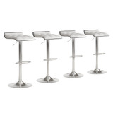 Adjustable Swivel Bar Stools Set of 4, Thickened PU Leather Counter Height Bar Chairs with 360° Rotation & Air Lift, 330 LBS Capacity for Home Bar, Kitchen Island, Cafe (White)