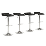 Adjustable Swivel Bar Stools Set of 4, Thickened PU Leather Counter Height Bar Chairs with 360° Rotation & Air Lift, 330LBS Capacity for Home Bar, Kitchen Island, Cafe (Black)