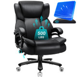 500lbs Big and Tall Office Chair with Gel Seat Cushion,Heavy Duty Office Chair for Heavy People, High Back Executive Computer Chair with Adjustable Lumbar Support, Dual Rubber Wheel