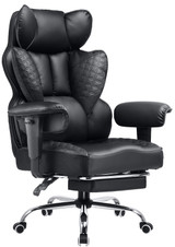 Big and Tall Office Chair Heavy Duty Wide Ergonomic Gaming Chair with Deluxe Embossing Designed Leather with Foot Rest,150°Reclining Adjustable Armrests Pocket Spring Back Support and Pillow