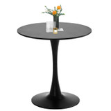 Black Round Dining Table, 27.6" Tulip Table Kitchen Round Dining Table for 1-2 People with MDF Table Top and Metal Pedestal Base, Mid-Century Leisure Table for Home, Dining Room, Cafe