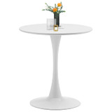  White Round Dining Table, 27.6" Tulip Table Kitchen Round Dining Table for 1-2 People with MDF Table Top and Metal Pedestal Base, Mid-Century Leisure Table for Home, Dining Room, Cafe