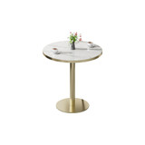 31.5" Round Tulip Dining Table, Mid-Century Tulip Table Kitchen Tulip Dining Table 2 People with Faux Marble Table Top & Stainless Steel Base for Office Living Room
