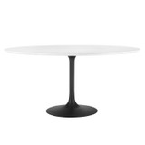 60" Round Wood Dining Table, White Top, Black Base