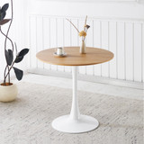 Round Tulip Dining Table, 31.5" Circle Tulip Table with Thickened Tabletop & Metal Pedestal, Mid Century Modern Bistro Table for Kitchen, Small Places, Living Room