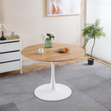 42" Round Tulip Dining Table, Mid-Century Tulip Table Kitchen Tulip Dining Table 2-4 People with MDF Table Top &Metal Base for Office Living Room