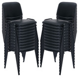 Set of 20, Black PU Leather, Stackable Office Guest Chairs, Reception Waiting Room Chairs with Padded Seat & Back, Armless No Wheels Conference Chairs for Training, Meeting, Event