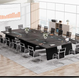 8ft Conference Table, Large Meeting Table for 8-10 People, Business Seminar Furniture for Office Conference Room (4, Grey + Black)