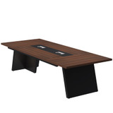 8ft Conference Table, Large Meeting Table for 8-10 People, Business Seminar Furniture for Office Conference Room, Walnut & Black (4, Walnu+ Black)