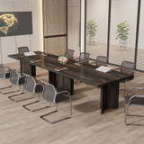 (Set of 2, Dark Gray) 10.5FT Conference Table, Large Rectangle Meeting Seminar Table for 10-12 Person, Long Wooden Business Tables 