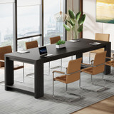 Large Conference Table for 6-8, 87-Inch Rectangular Meeting Table, Farmhouse Seminar Boardroom Desk for Office Conference Room (1, Black)