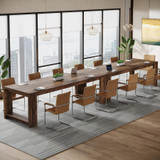 Large Conference Table for 6-8, 87-Inch Rectangular Meeting Table, Farmhouse Seminar Boardroom Desk for Office Conference Room (2, Vintage)