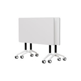 2 Pack Folding Conference Tables with Wheels,47.2in Flip Top Modular Conference Table,Mobile Joinable Conference Tables,Stackable Space-Saving Training Table for Office Classroom Seminar(White1)