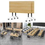 2 Pack Folding Conference Tables with Wheels,55.1in Flip Top Modular Conference Table,Mobile Joinable Conference Tables,Stackable Space-Saving Training Table for Office Classroom Seminar(Yellow)