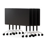 4 Pack Folding Conference Tables with Wheels,47.2in Flip Top Modular Conference Table,Mobile Joinable Conference Tables,Stackable Space-Saving Training Table for Office Classroom Seminar(Black)