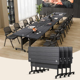 4 Pack Folding Conference Tables with Wheels,47.2in Flip Top Modular Conference Table,Mobile Joinable Conference Tables,Stackable Space-Saving Training Table for Office Classroom Seminar(Black2)