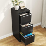 3 Drawer File Cabinet with Lock,Metal Vertical Filing Cabinets for Home Office,Heavy Duty File Storage Cabinet for Letter/Legal/A4/F4 Size File,Easy to Assemble,Black