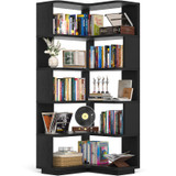 Corner Book Shelf, 6-Shelf L Shaped Corner Bookshelf with Baffle