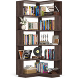 Corner Book Shelf, 6-Shelf L Shaped Corner Bookshelf with Baffle