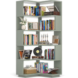 Corner Book Shelf, 6-Shelf L Shaped Corner Bookshelf with Baffle