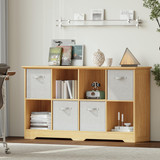 8 Cube Storage Organizer with 4 Fabric Drawers and Removable Shelves,Modular Cube Bookshelf for Bedroom,Living Room,or Home Office,Short Cube Bookcase for Toys,Decor,White