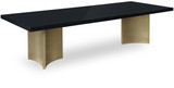 Dining Table, Rich Black Lacquer Top, Brown Wood Grains, Brushed Gold Stainless Steel, 84"/104"/123.5" W x 47.25" D x 30.75" H, Black