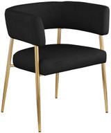 Dining Chair, Rich Black Durable Linen Textured Fabric Upholstery, Brushed Gold Metal Frame, 24" W x 21.5" D x 29.5" H, Black