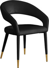 Velvet Upholstered Rounded Back Dining Chair, Black, 23" W x 23" D x 31.5" H