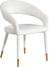 Velvet Upholstered Rounded Back Dining Chair, Cream, 23" W x 23" D x 31.5" H