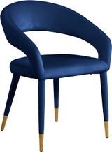 Velvet Upholstered Rounded Back Dining Chair, Navy, 23" W x 23" D x 31.5" H