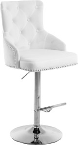 Claude 34.5" H Velvet Adjustable Bar Stool in White