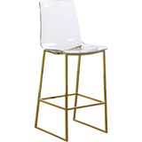 Lumen Collection Modern Contemporary Acrylic Counter Stool with Stainless Steel Base, 16.5" W x 20" D x 42" H, Gold