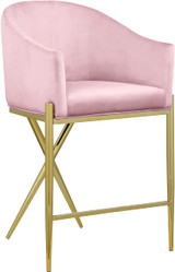 867Pink-C Xavier Collection Velvet Upholstered Counter Stool with Sturdy Gold Metal Legs, Pink, 23.5" W x 22.5" D x 38" H