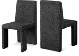 Art Deco Dining Chair with Rich Black Linen Textured Fabric Upholstery, Fabric with Weave, Iron Inner Frame, 18.5" W x 22.5" D x 35" H, Black, Set of 2