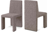 Art Deco Dining Chair with Rich Brown Linen Textured Fabric Upholstery, Fabric with Weave, Iron Inner Frame, 18.5" W x 22.5" D x 35" H, Brown, Set of 2