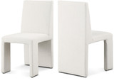 Art Deco Dining Chair with Rich Cream Linen Textured Fabric Upholstery, Fabric with Weave, Iron Inner Frame, 18.5" W x 22.5" D x 35" H, Cream, Set of 2