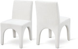 Art Deco Dining Chair with Rich Cream Linen Textured Fabric with Weave, Arched Iron Inner Frame, 18.5" W x 23.5" D x 33" H, Cream, Set of 2